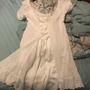 cottage core white babydoll dress